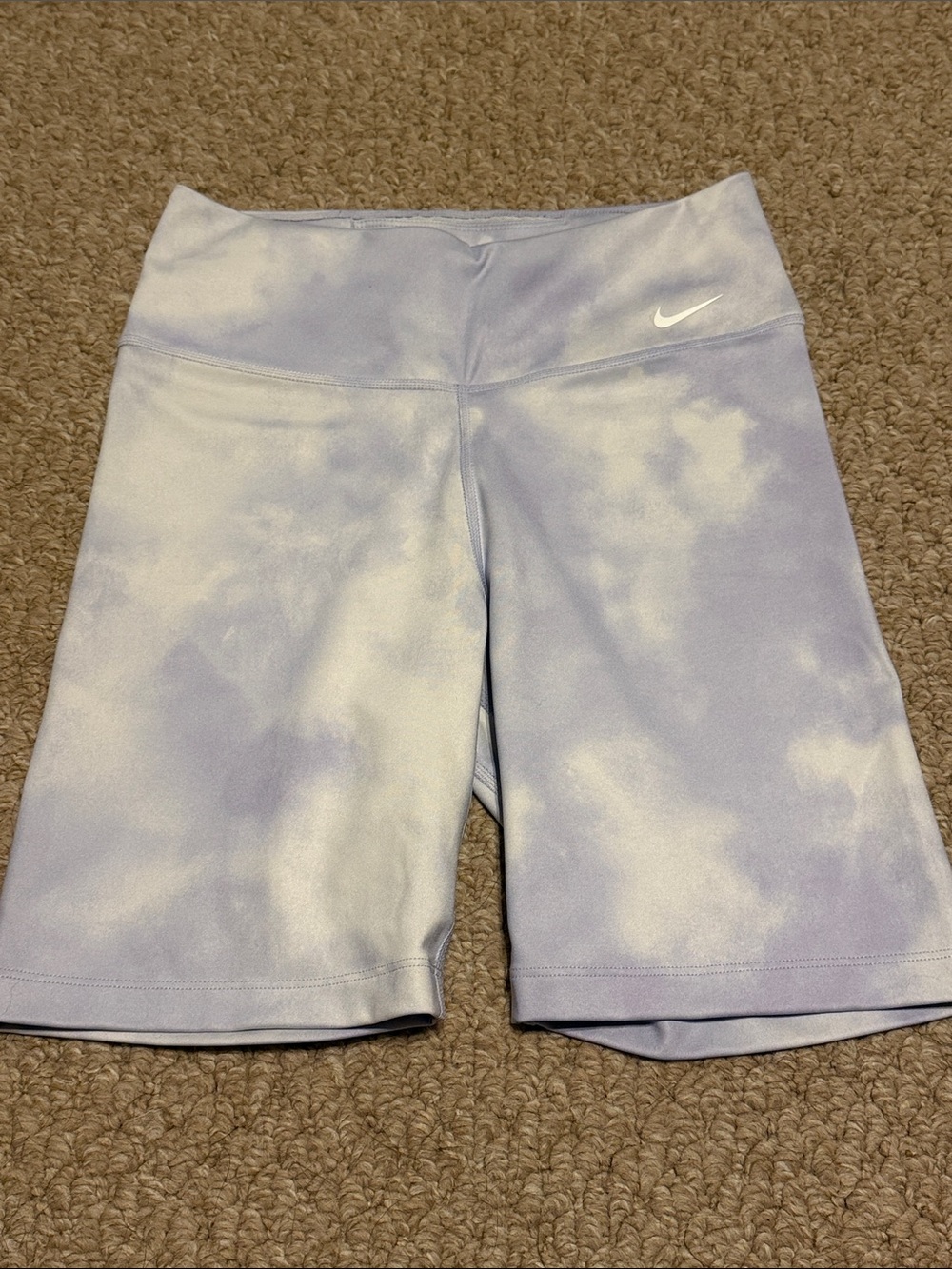 Nike Women's Light Lavender and White Tie-Dye Bike Shorts